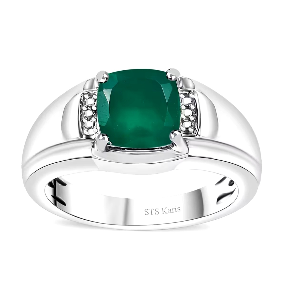 Genuine Green Onyx Mens Ring 3.00 ctw